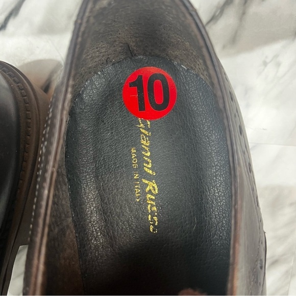 Gianni Russo men’s brown leather lace up wingtip brogue oxford shoe size 10 - Picture 12 of 12